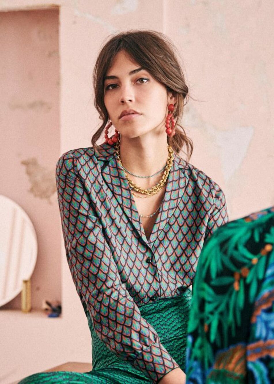Sezane Lizia Silk Blend Button Down Shirt - US 4 / FR 36